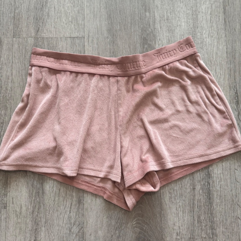 Y2K Juicy Couture Pink Velour Pajama Sleep Set Rhinestone Logo Tee & Shorts L/S - Picture 6 of 10